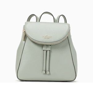 Kate Spade Leila Pebbled Leather Medium Flap Backpack, color light pistachio